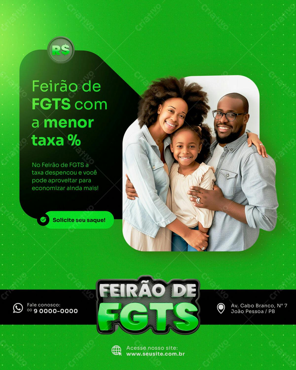 Flyer Feirão FGTS com a Menor Taxa PSD Editável