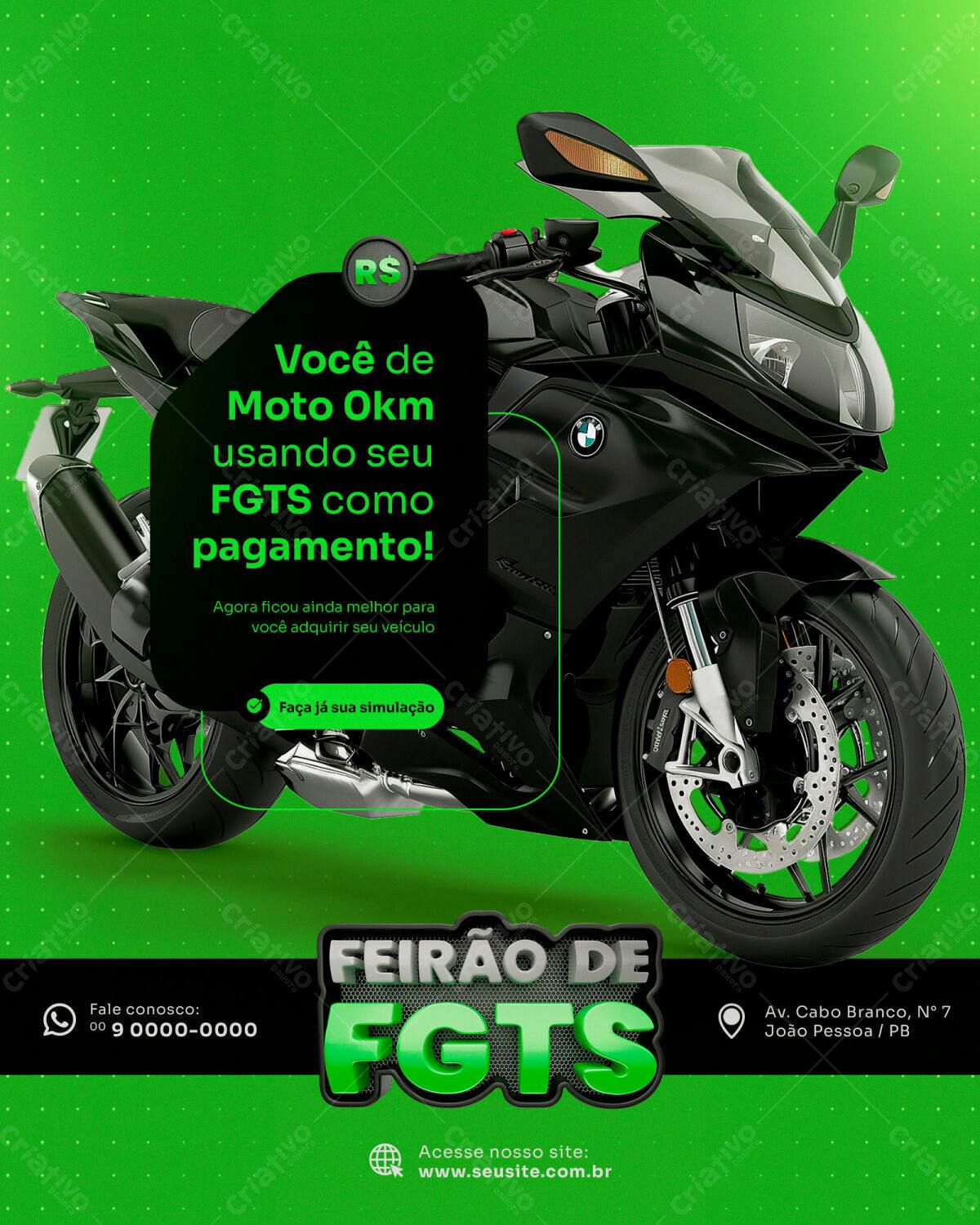 Flyer Feirão de FGTS Moto 0km PSD Editável