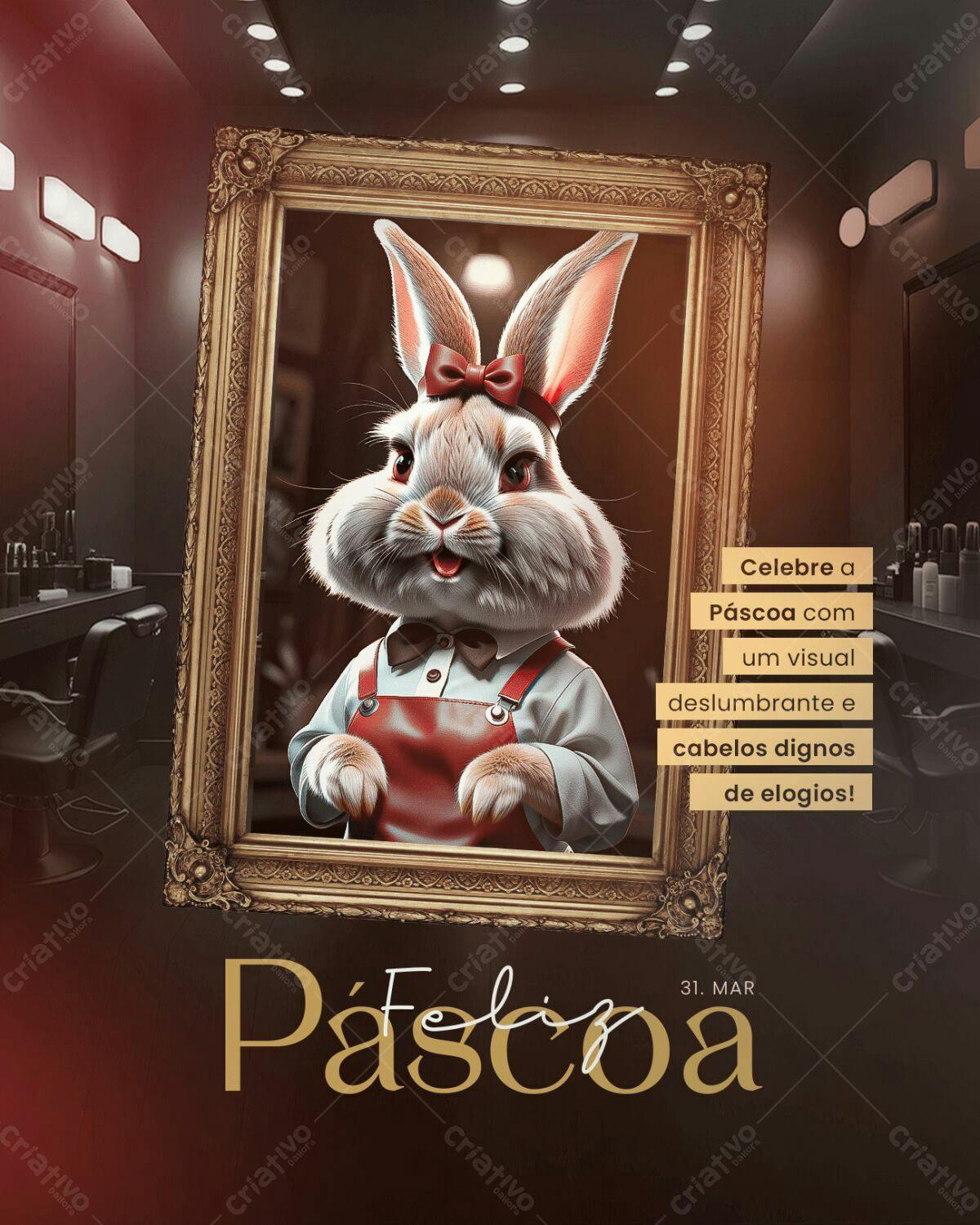Flyer de Páscoa para Salão de Beleza PSD Editável