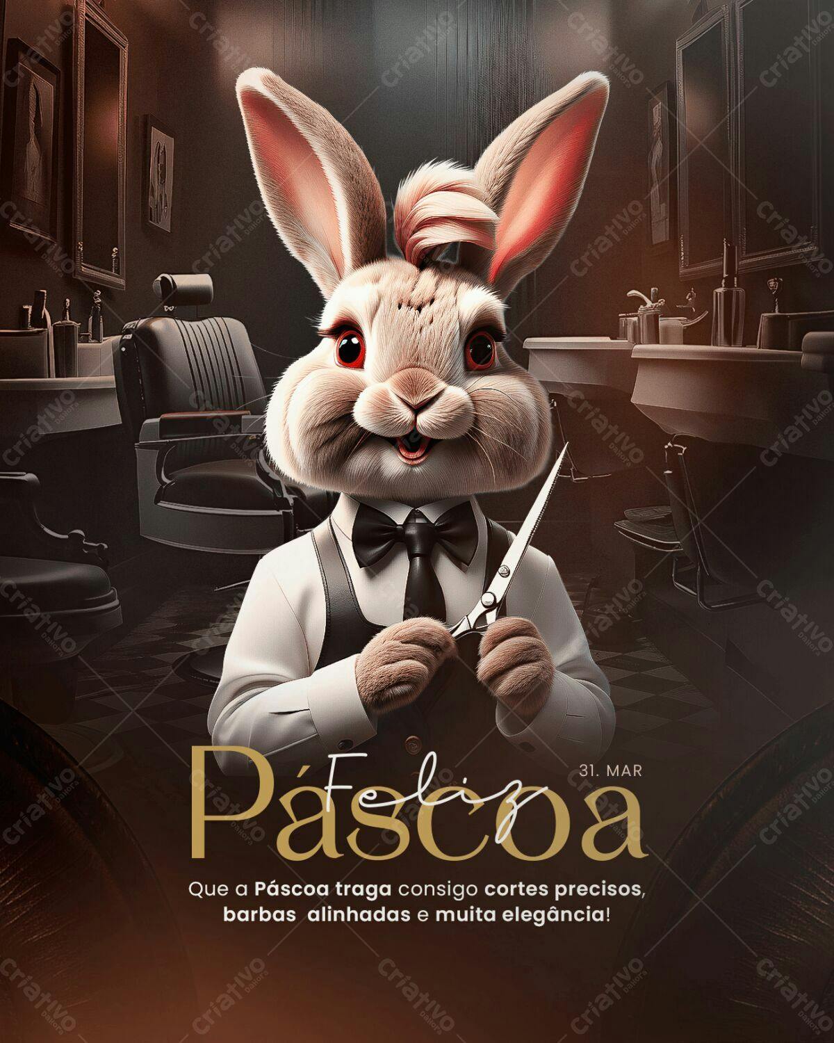 Flyer Páscoa Barbeiro PSD Editável