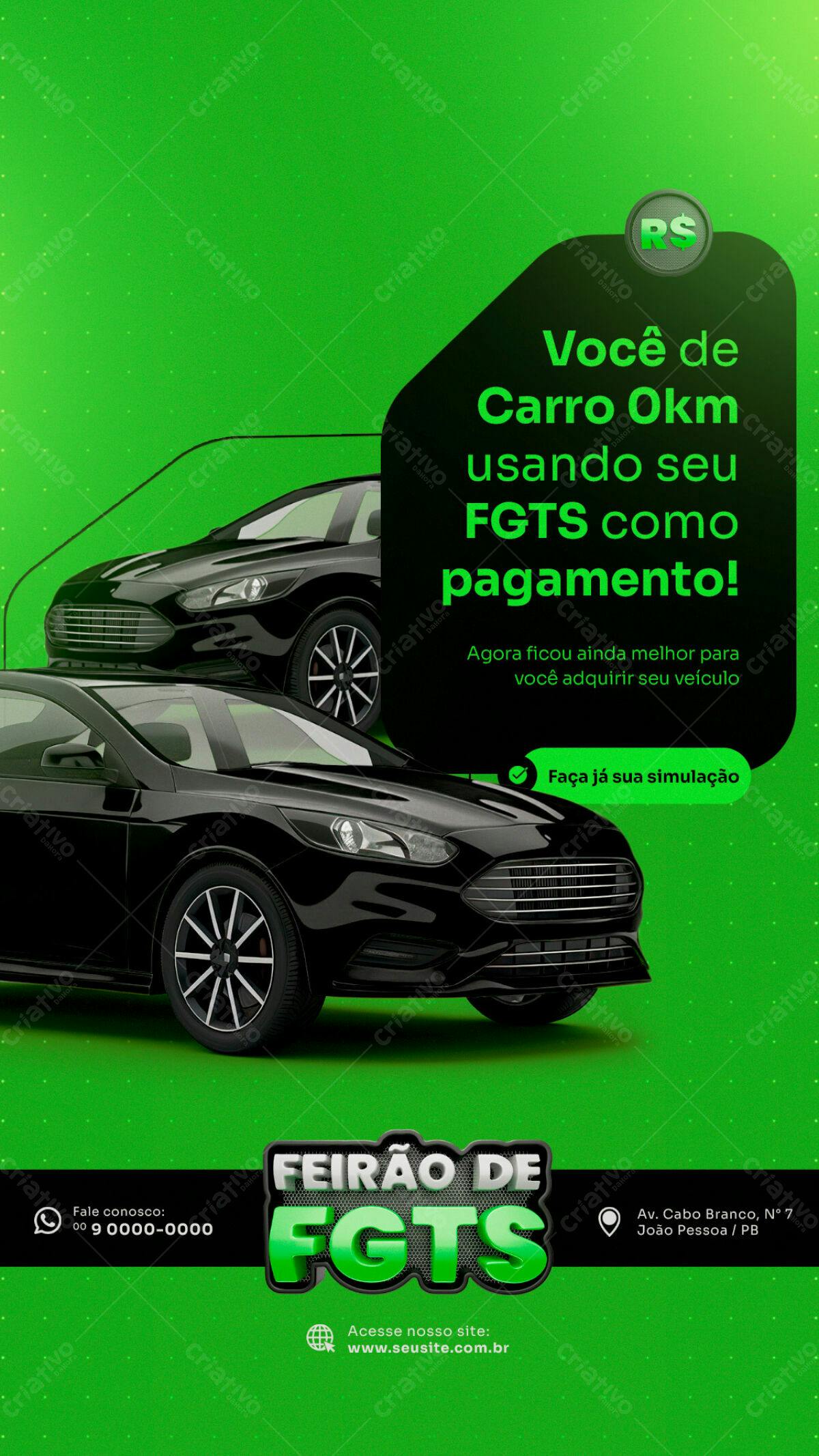 Flyer Feirão FGTS Carro 0km PSD Editável