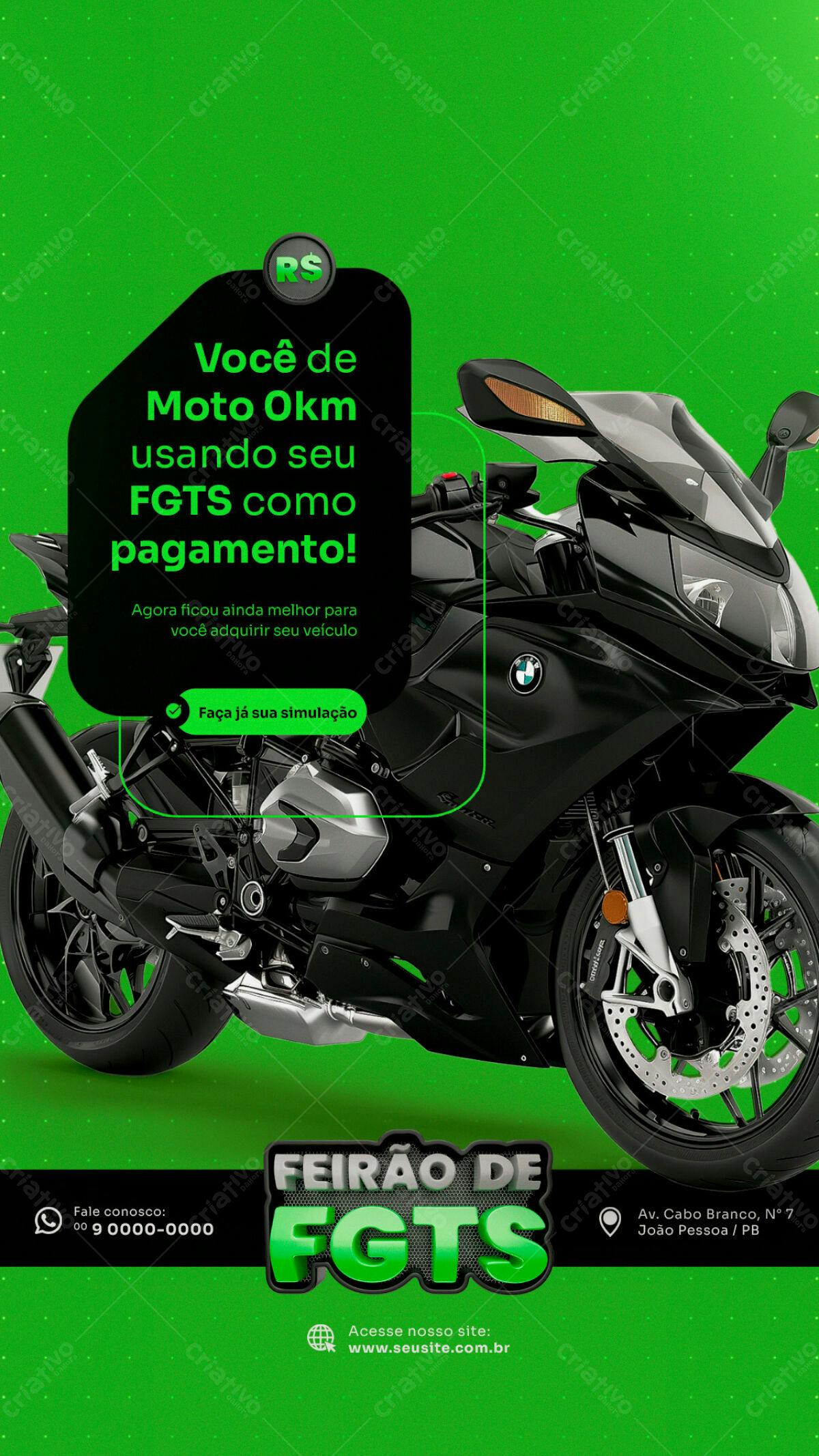 Flyer Feirão de Motos FGTS PSD Editável