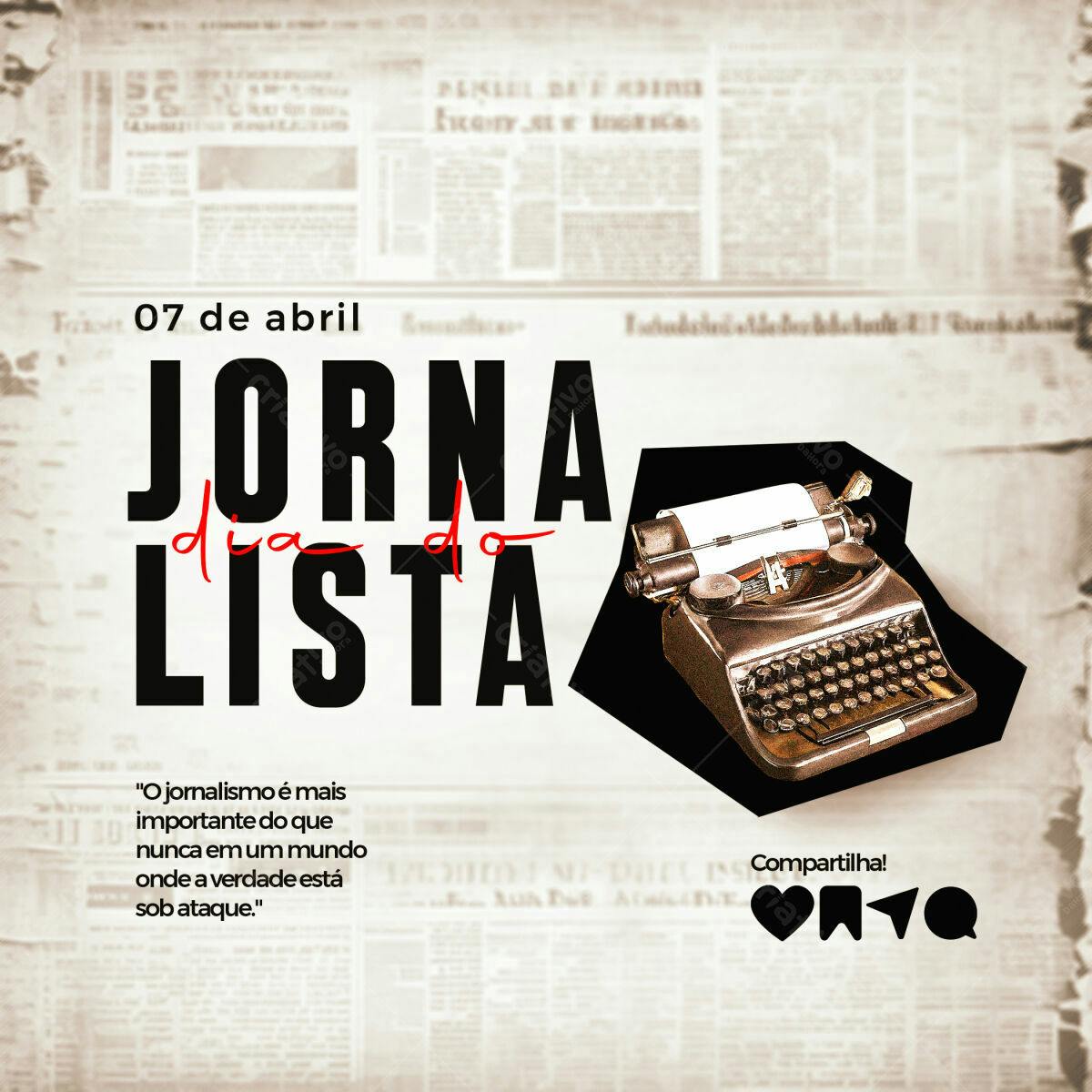 Flyer Dia do Jornalista PSD Editável