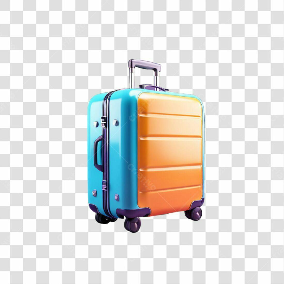 Icone Viagem Mala Azul e Laranja PNG com fundo transparente