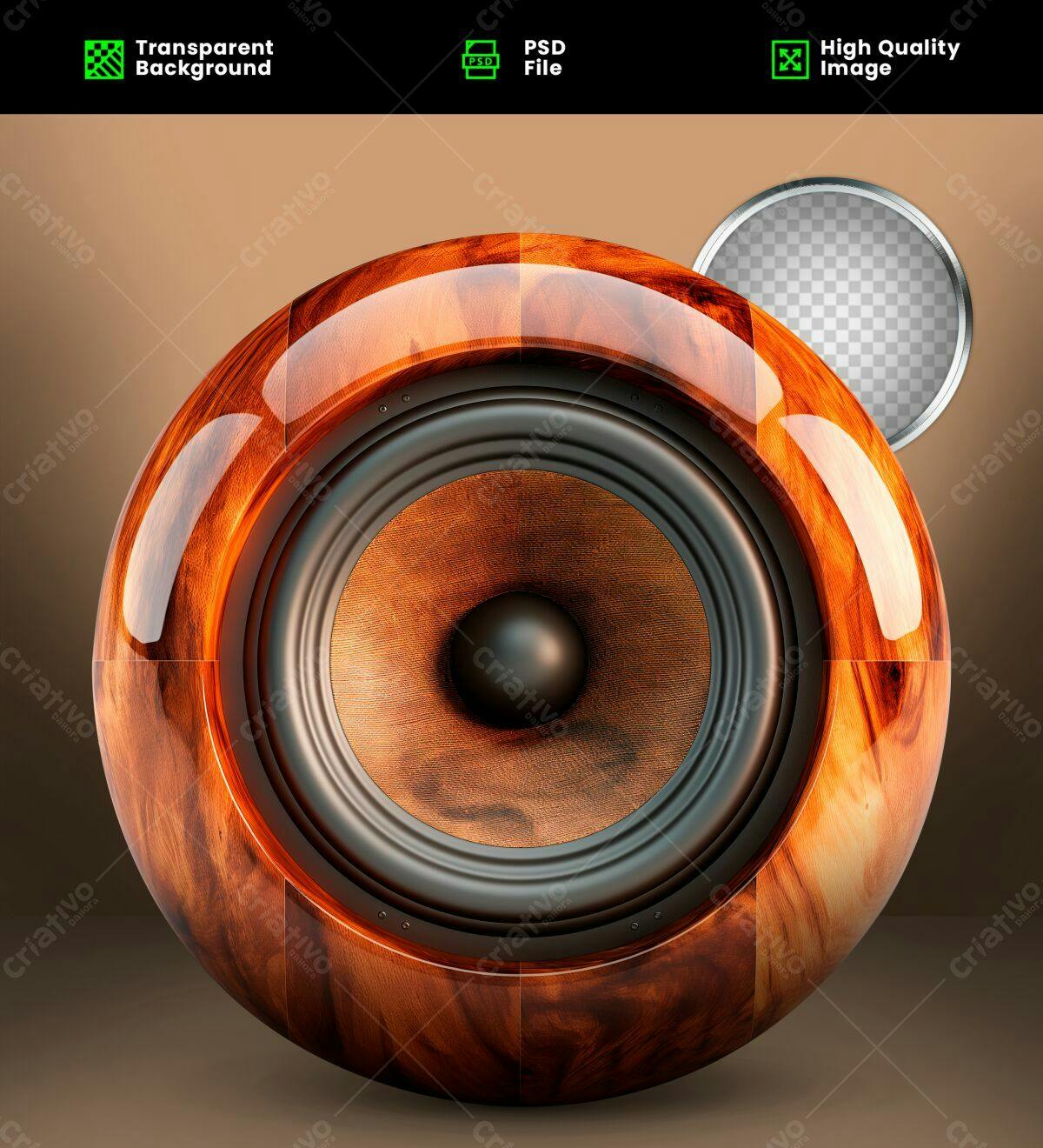 Mockup Alto-Falante Madeira PSD Editável
