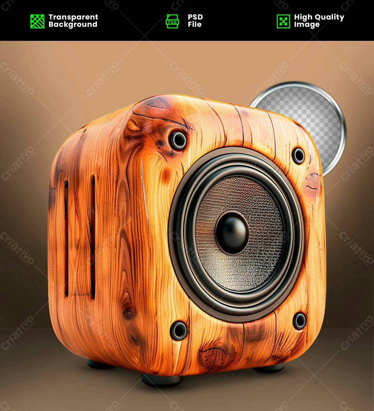 Mockup de Caixas Acústicas em Madeira PSD Editável
