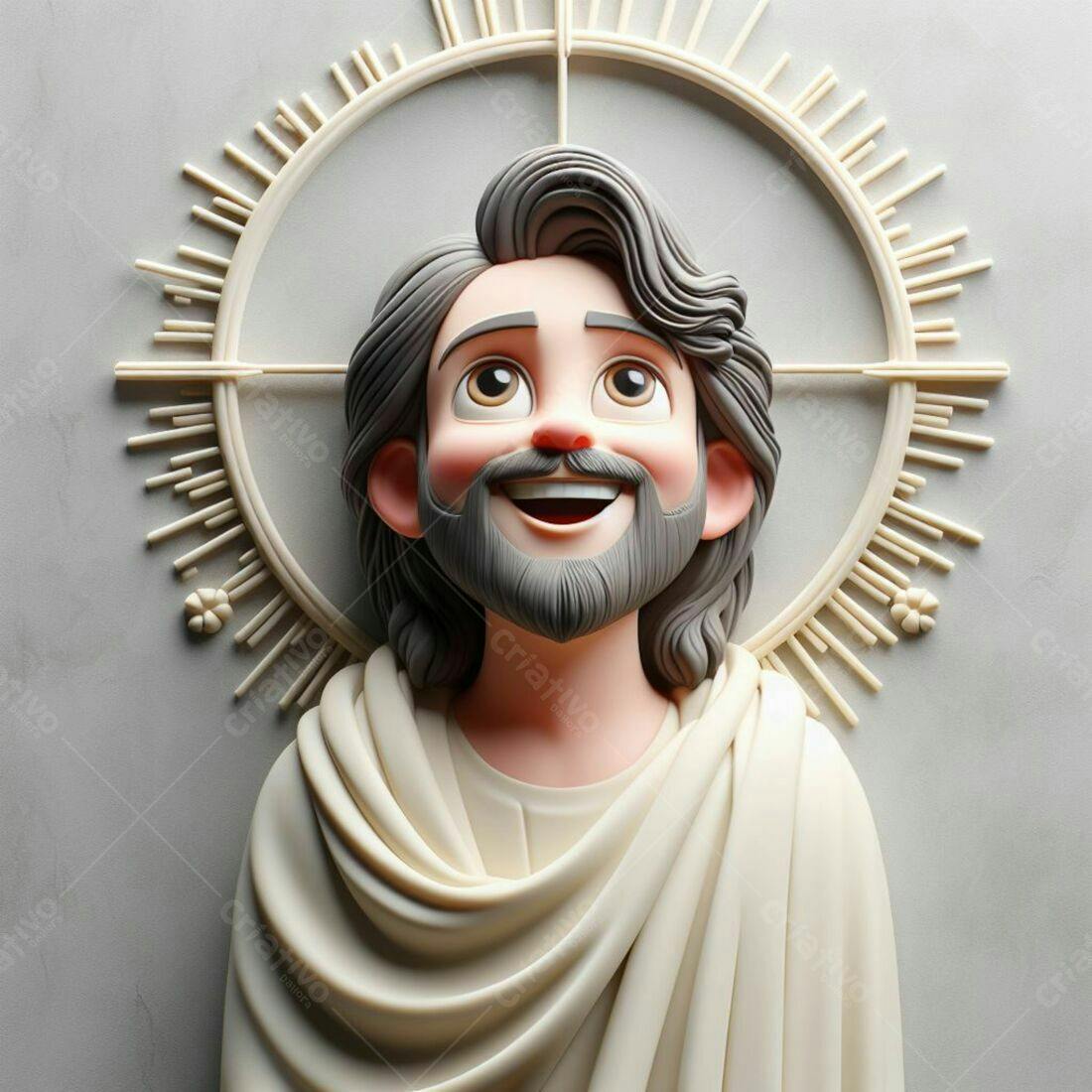 Jesus Cristo estilo Cartoon Sorrindo