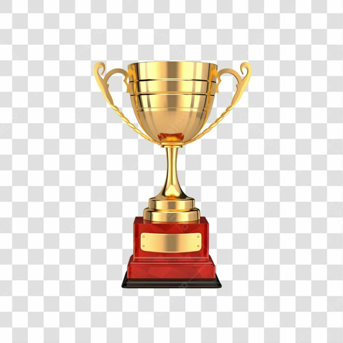Icone Troféu Ouro e Vermelho PNG com fundo transparente