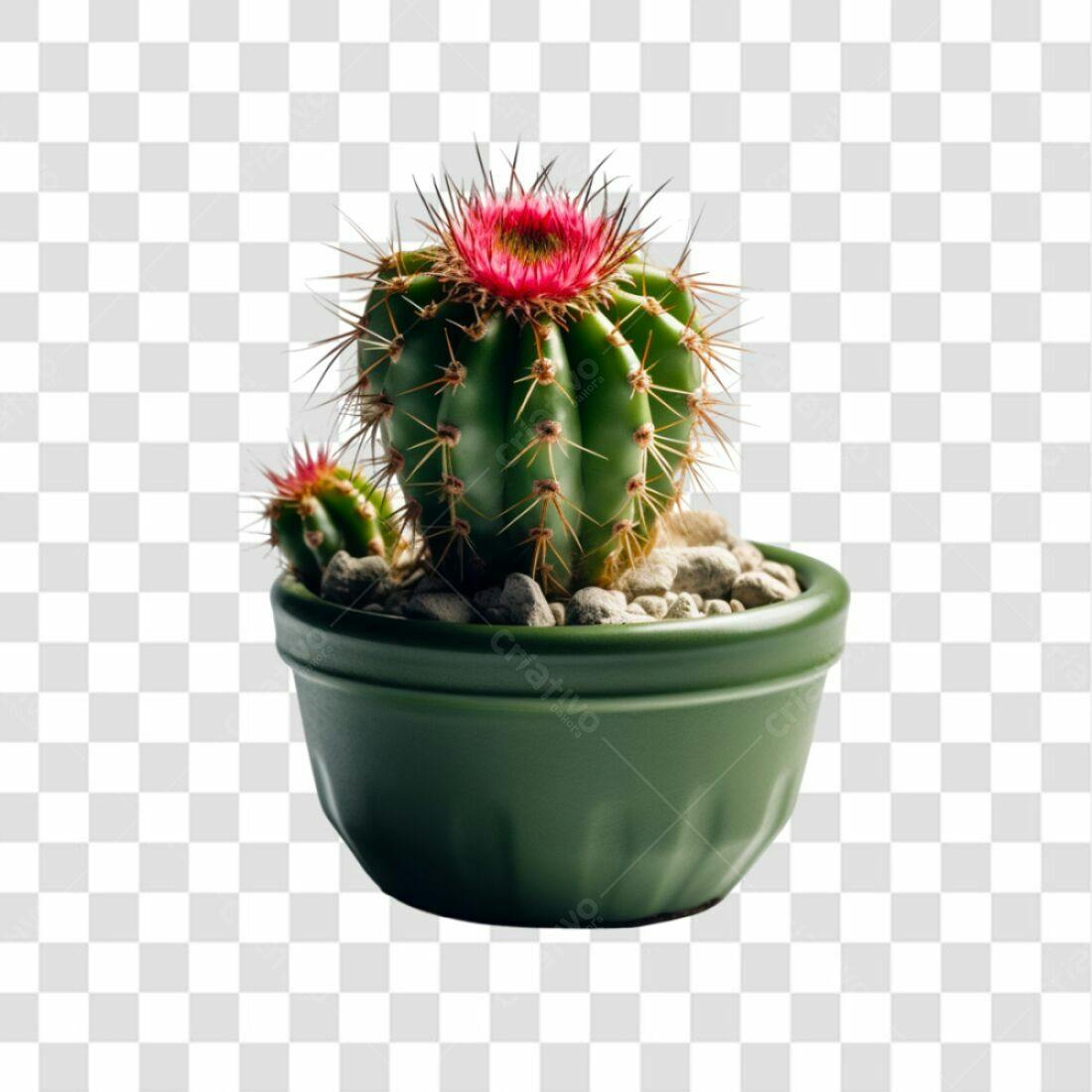 Icone Cactus em Vaso Verde PNG com fundo transparente