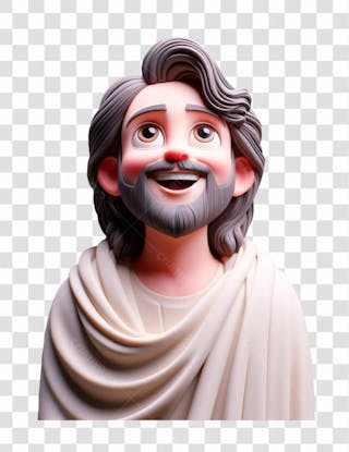 Composição, 3d, de jesus cristo, feliz, no estilo disney pixar, ele está olhando para cima i.a v.4