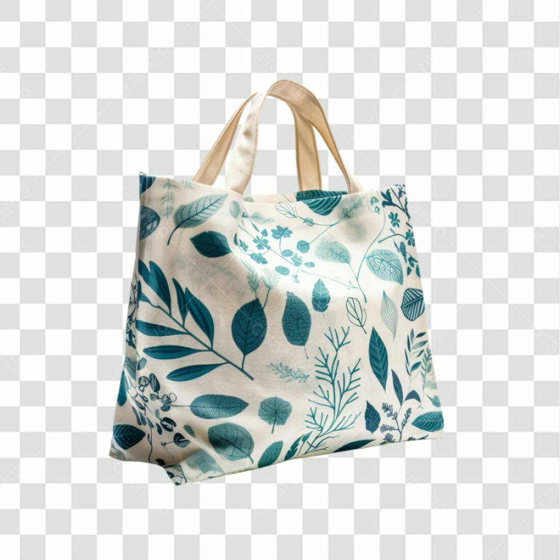 Icone Bolsa Ecológica Folhas PNG com fundo transparente