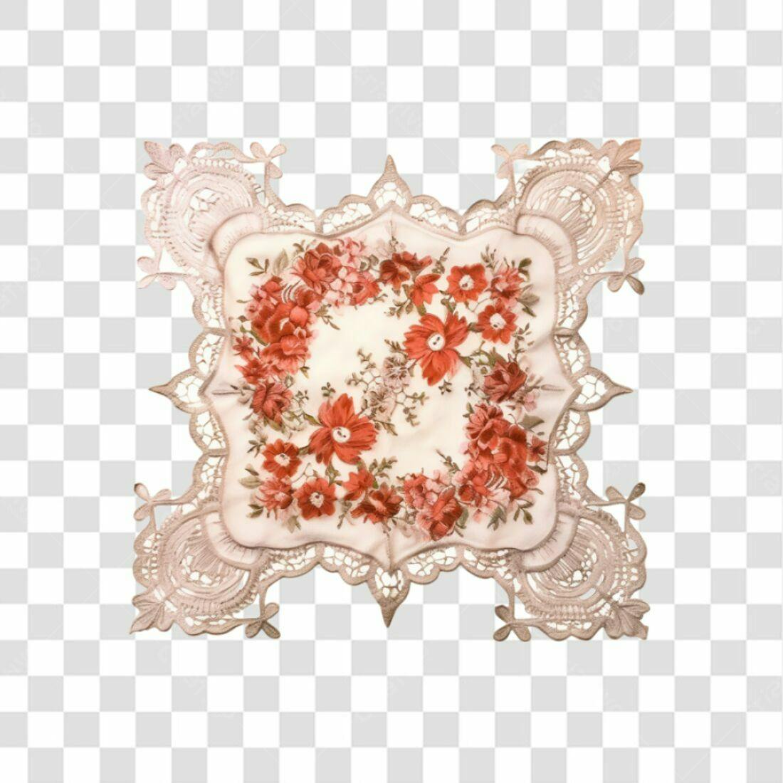 Bordado floral PNG com fundo transparente