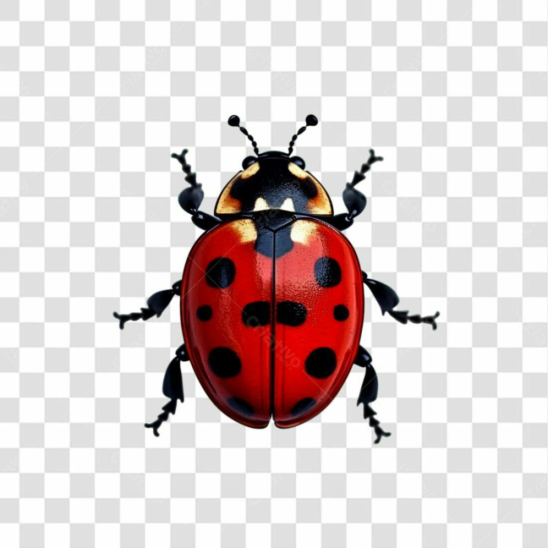 Icone joaninha vermelho e preto PNG com fundo transparente