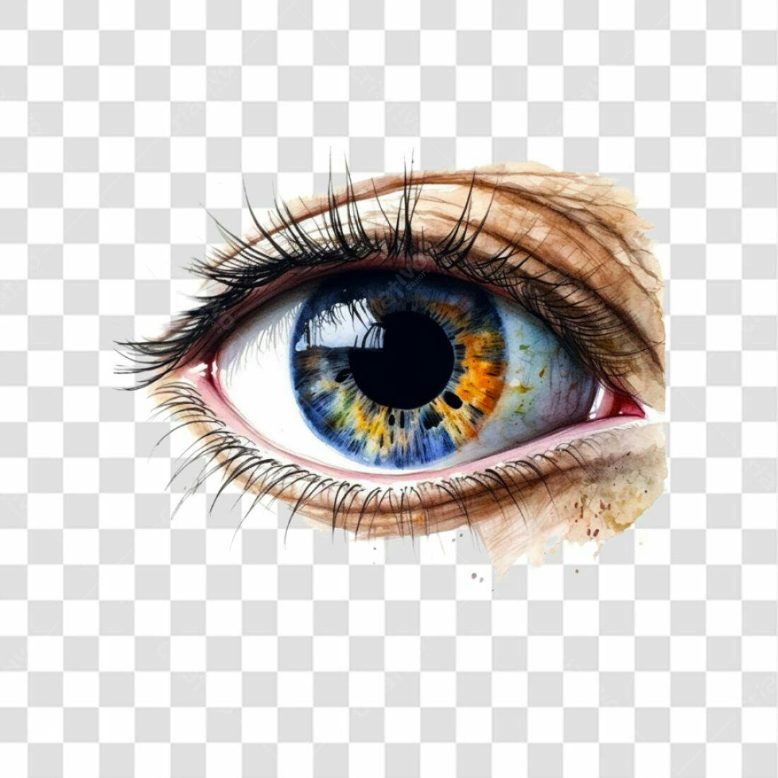 Icone Olho Watercolor PNG com fundo transparente