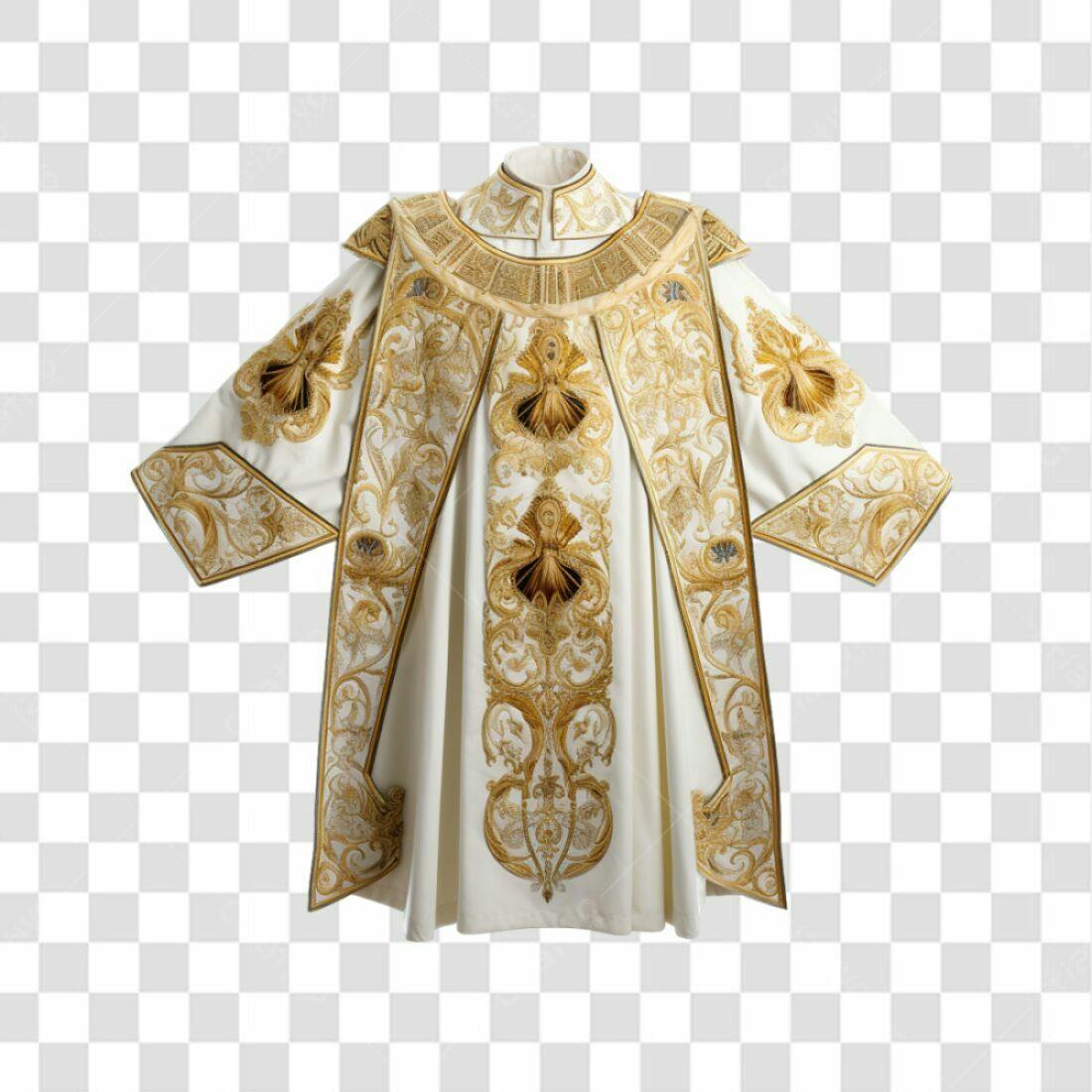 Icone religioso Casula branca e dourada PNG com fundo transparente