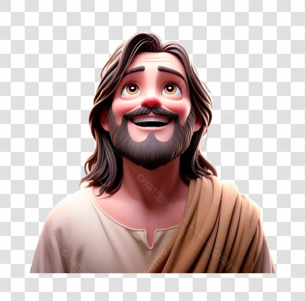 Composição, 3D, De Jesus Cristo, Feliz, No Estilo Disney Pixar, Ele Está Olhando Para Cima I.a V.5