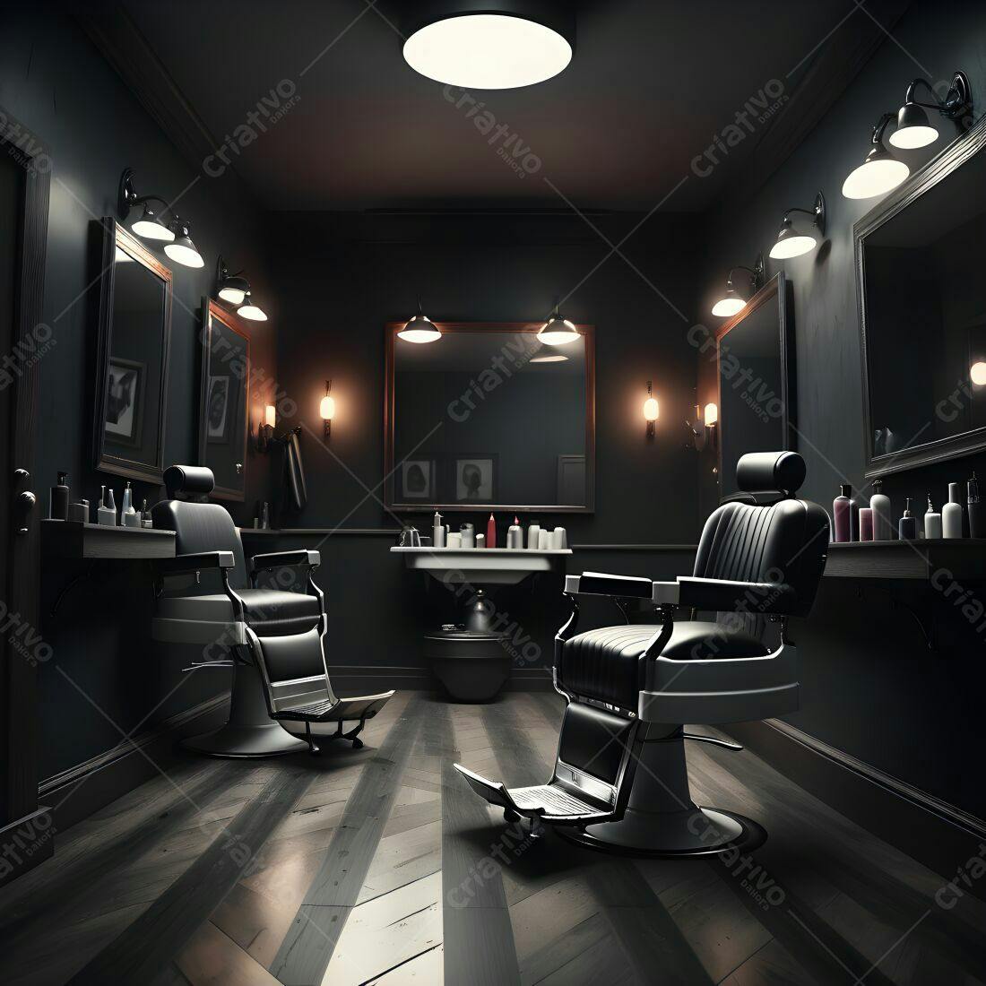 Barbearia vintage com duas cadeiras de barbeiro