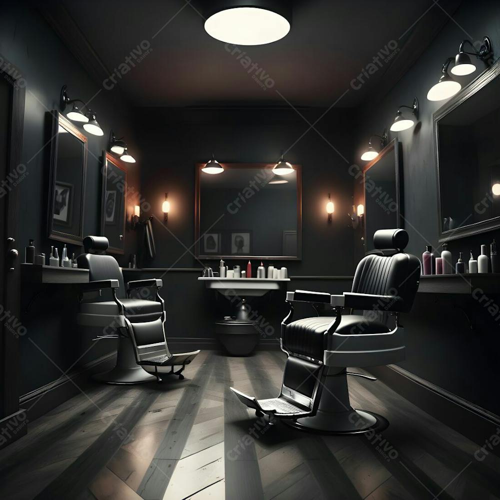 Salão De Barbearia   Background Para Composição  01