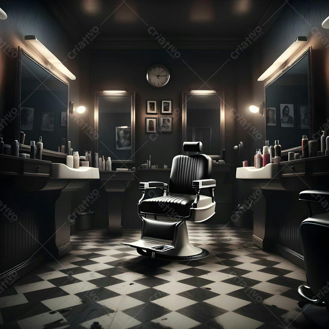 Cadeira de barbeiro em barbearia vintage