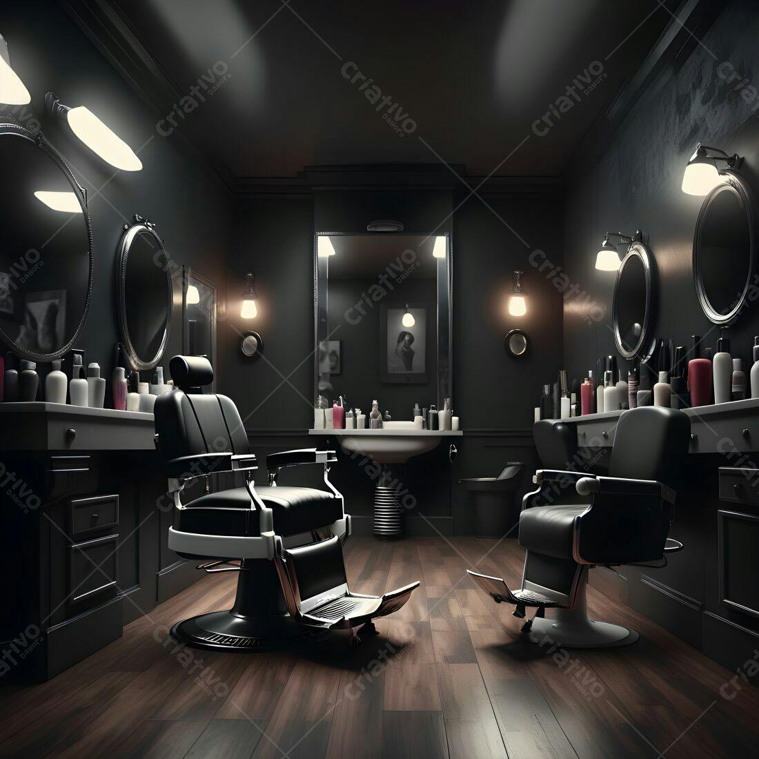Barbearia moderna estilo vintage em tons escuros