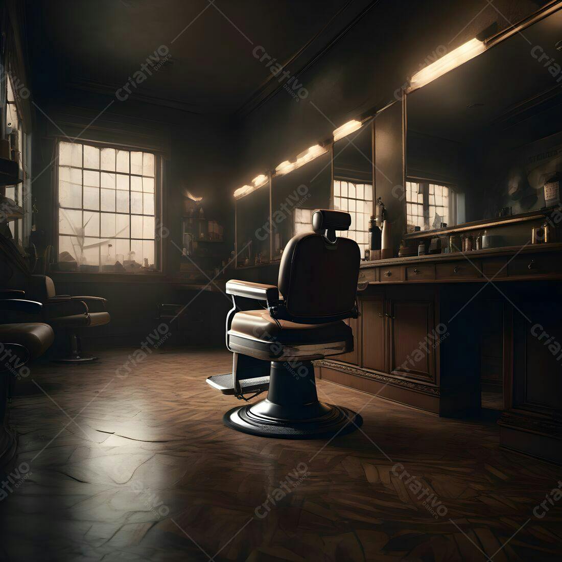Cadeiras de barbeiro em barbearia vintage