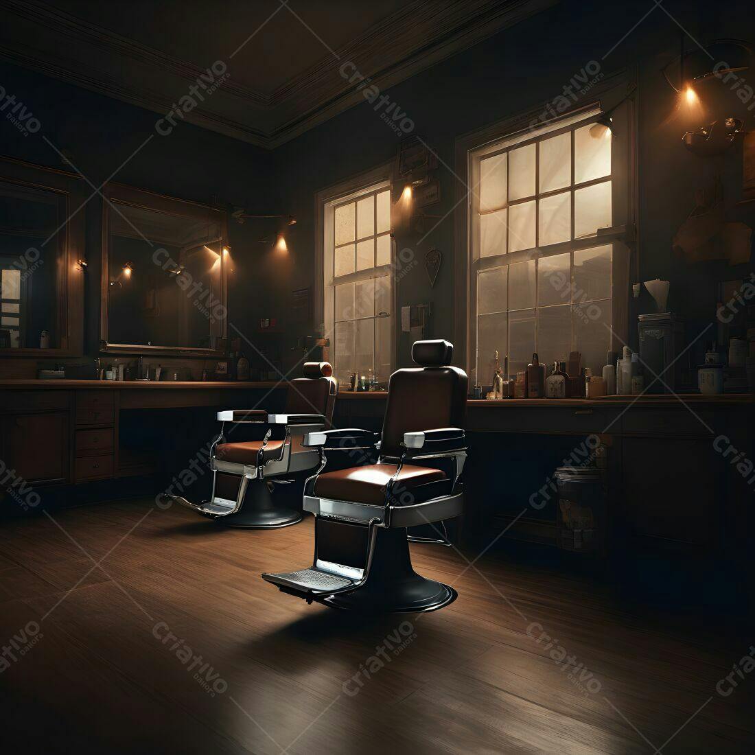 Cadeiras de barbeiro em barbearia vintage