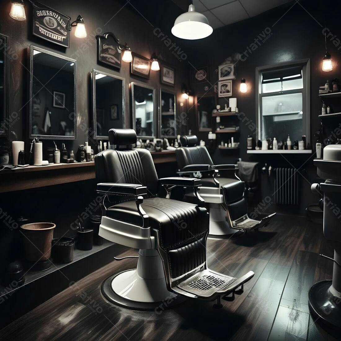 Cadeiras de barbeiro em barbearia vintage