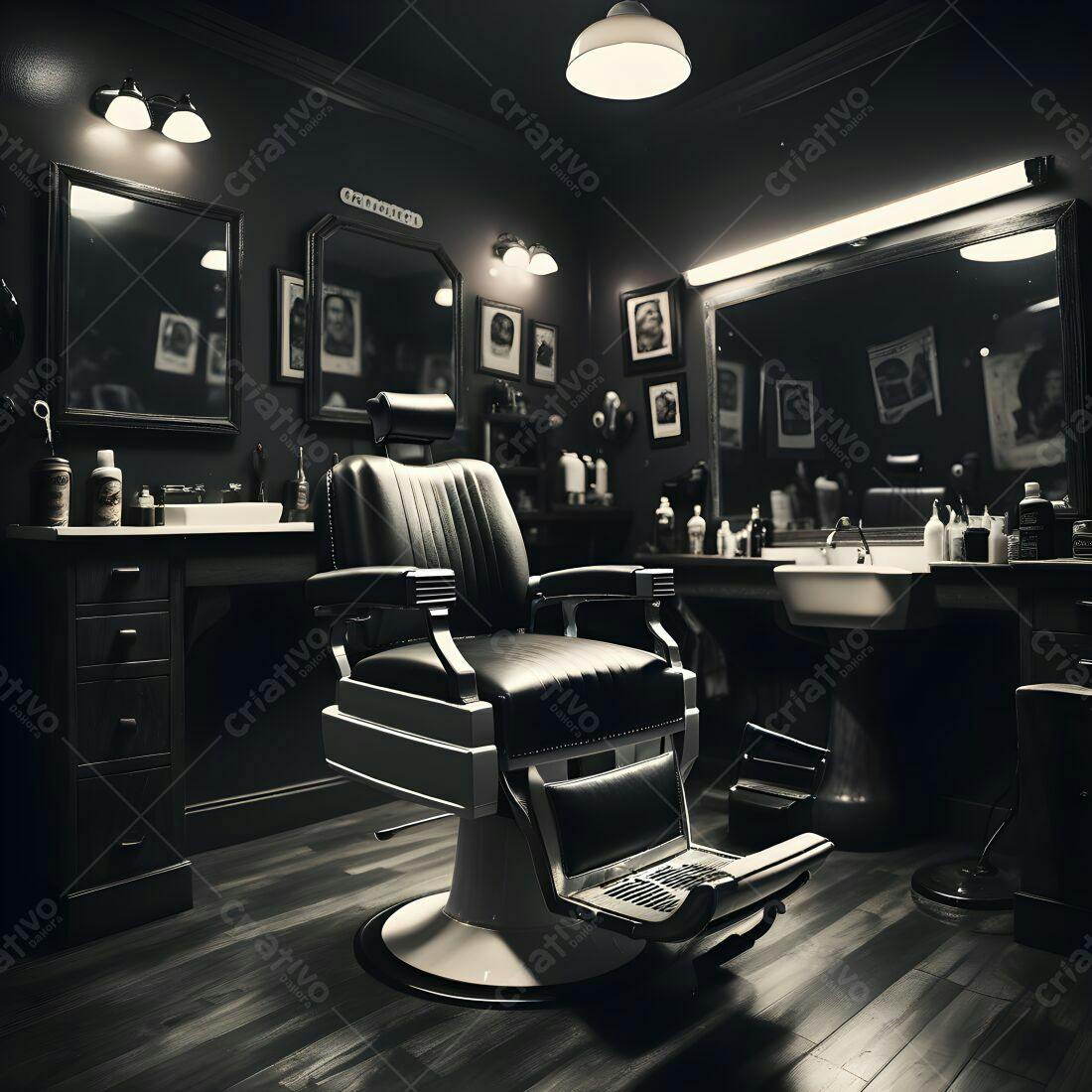 Cadeira de barbeiro em barbearia vintage