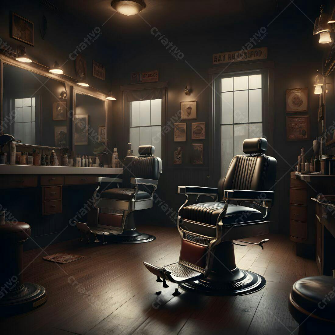 Barbearia vintage com cadeiras de barbeiro