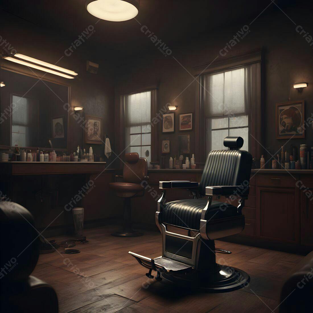 Cadeiras de barbeiro em barbearia retrô
