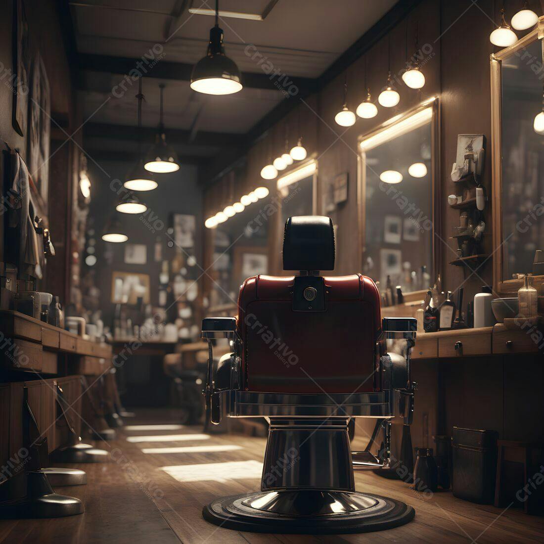 Cadeira de barbeiro retrô em barbearia vintage