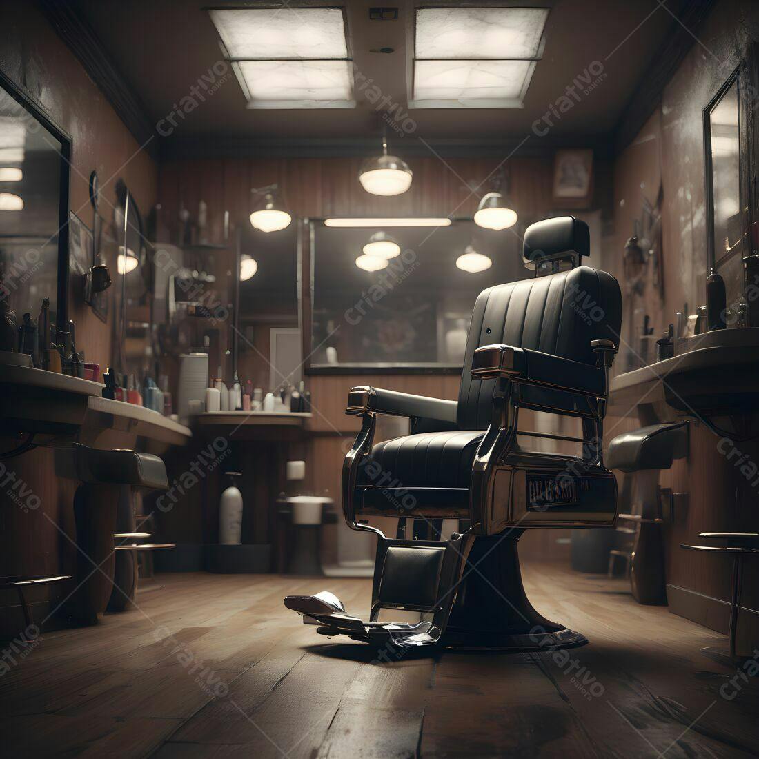 Cadeira de barbeiro retrô em barbearia vintage