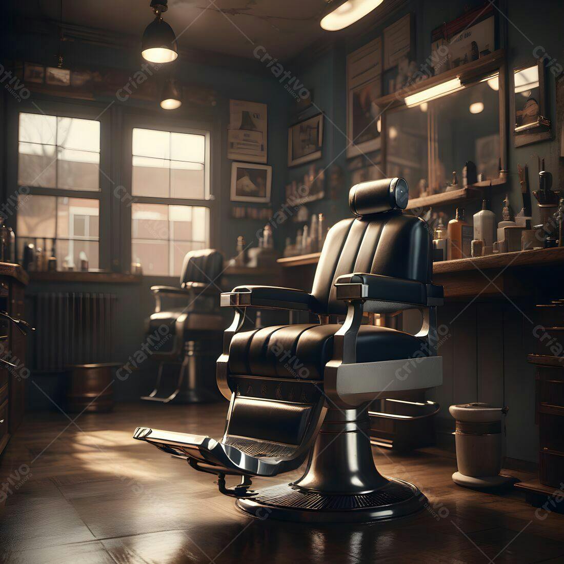 Cadeira de barbeiro vintage em barbearia clássica