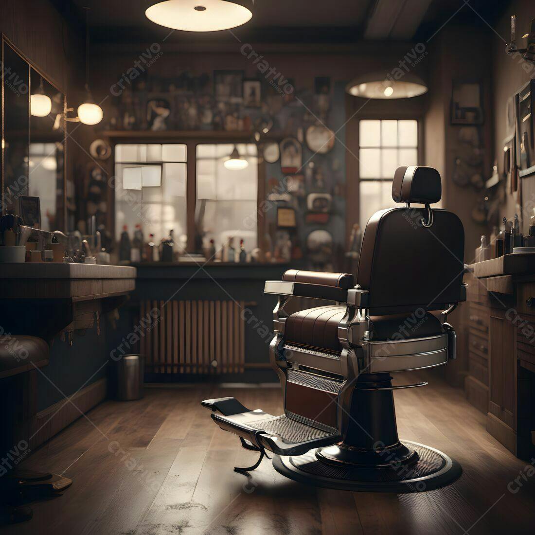 Cadeira de barbeiro vintage em barbearia clássica