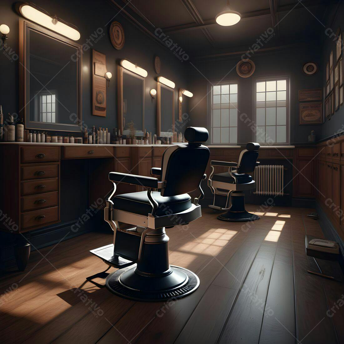 Barbearia vintage com cadeiras de barbeiro