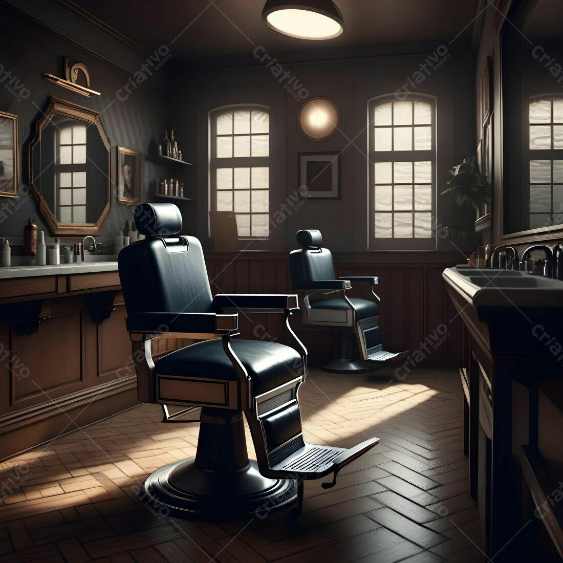 Cadeiras de barbeiro em barbearia vintage