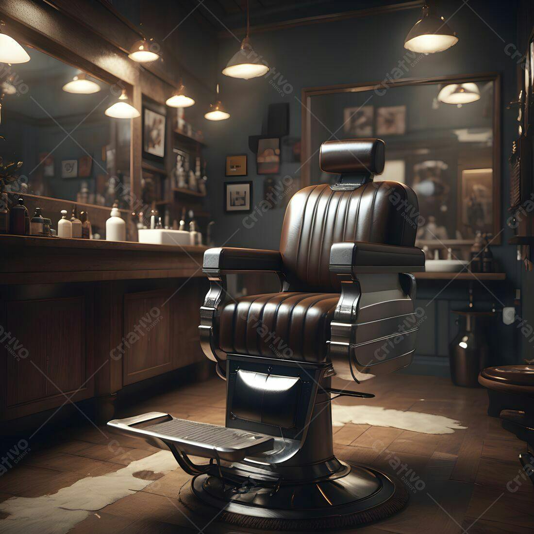 Cadeira de barbeiro vintage em barbearia clássica