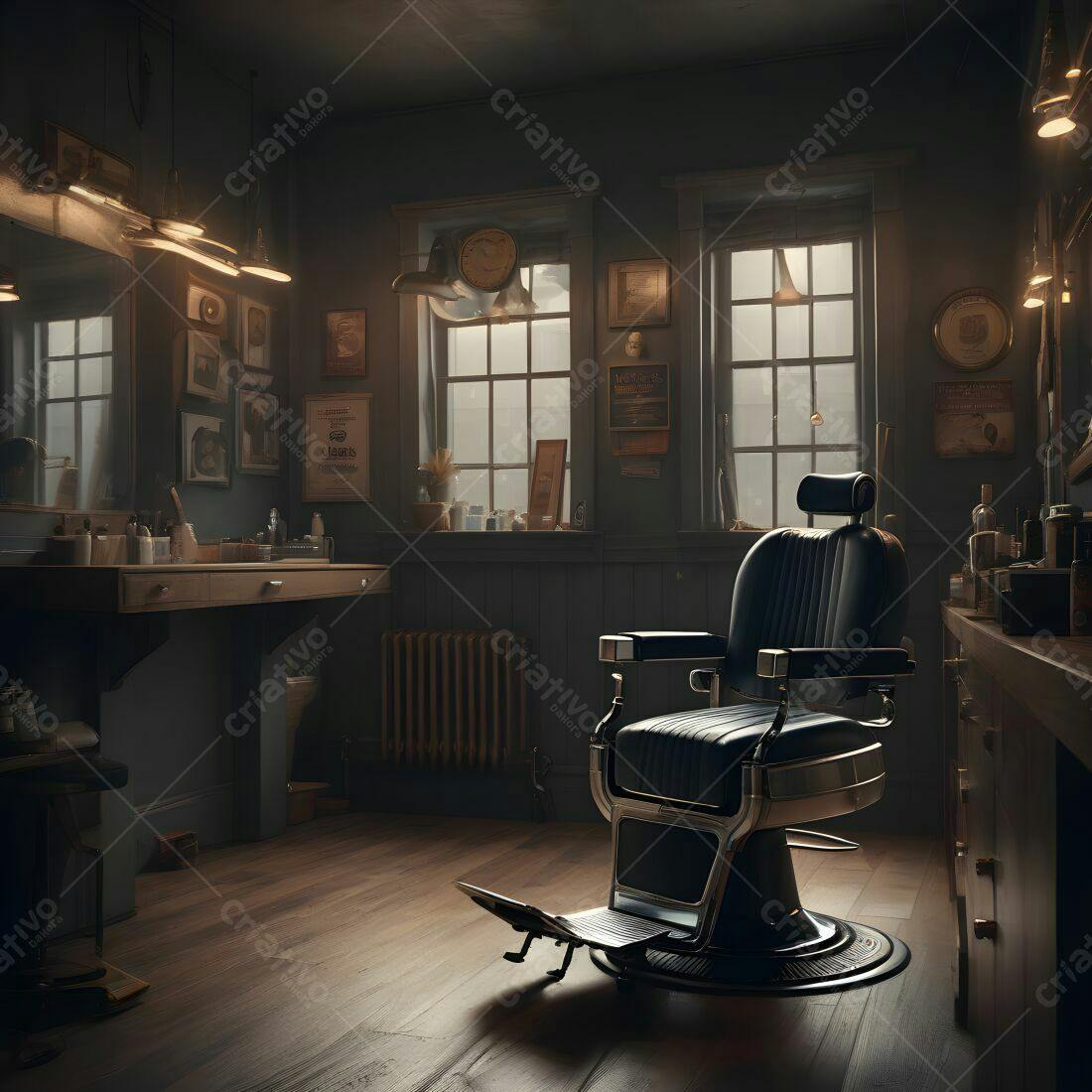 Cadeira de barbeiro vintage em barbearia clássica