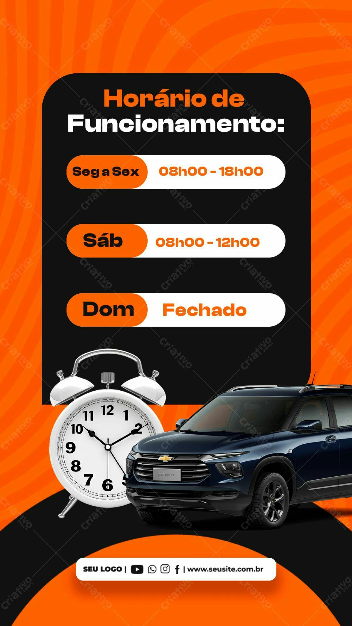 Flyer Horário de Funcionamento PSD Editável