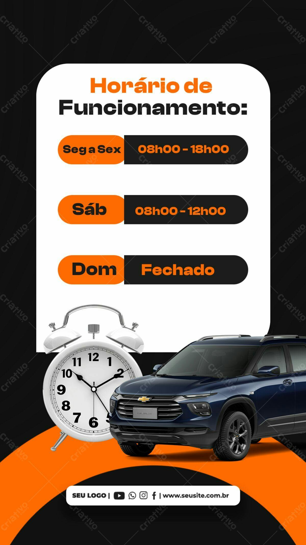 Flyer Horário de Funcionamento PSD Editável