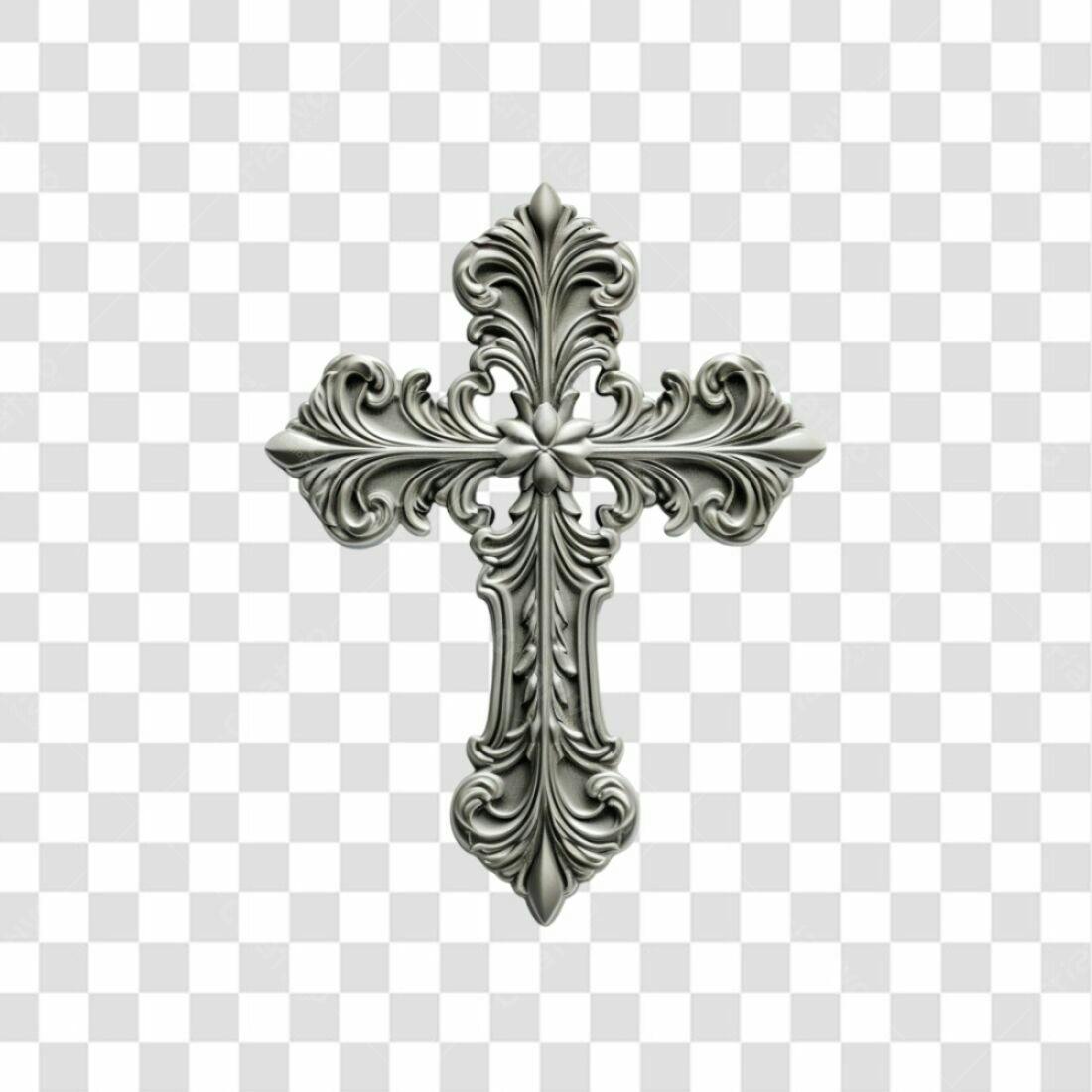 Icone Cruz Prata PNG com fundo transparente