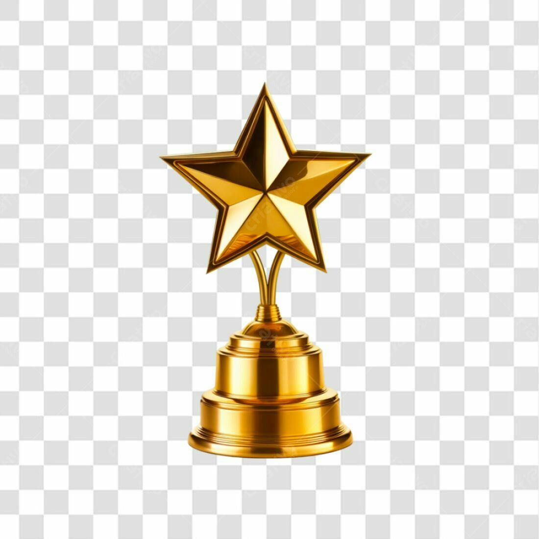 Troféu Estrela Ouro PNG com fundo transparente