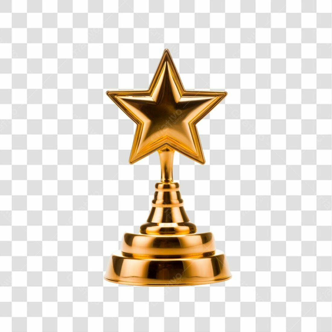 Troféu Estrela Ouro PNG com fundo transparente