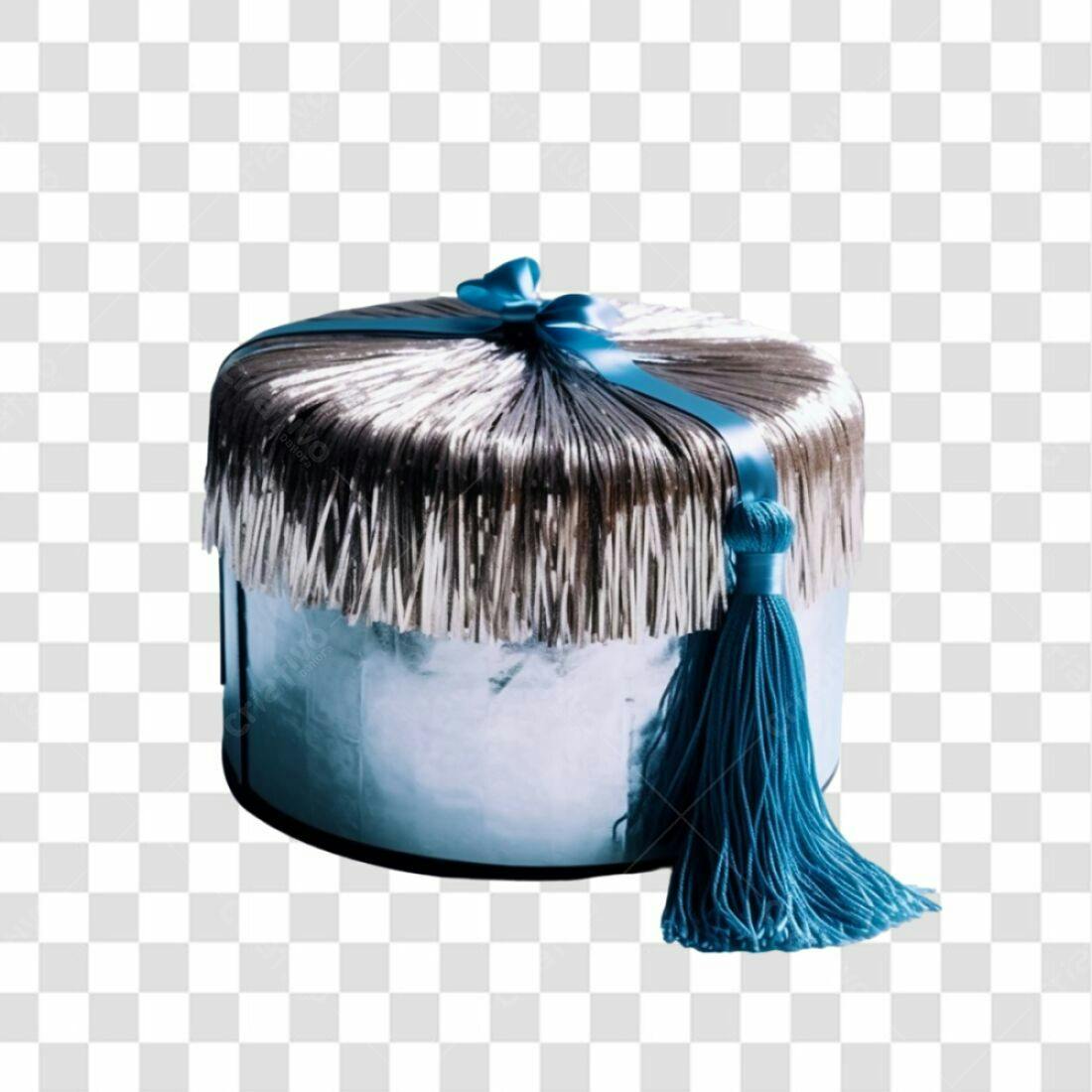 Icone Presente Luxo Azul e Prata PNG com fundo transparente
