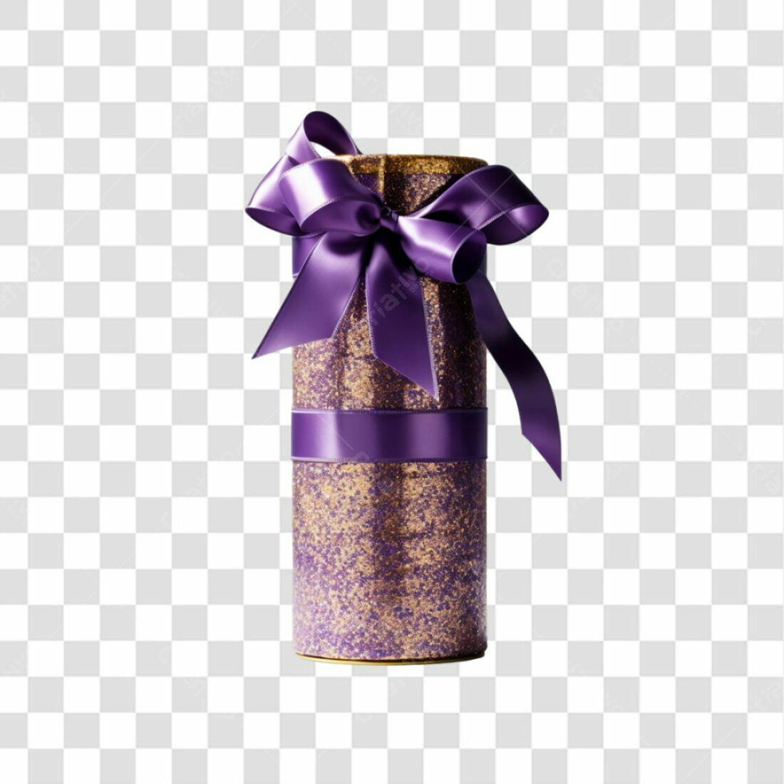 Icone Presente Luxo Roxo Dourado PNG com fundo transparente