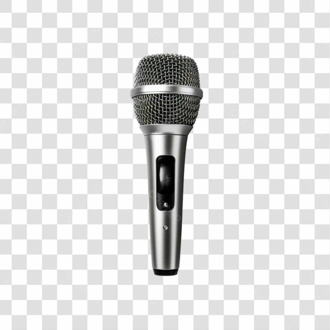 Icone Microfone Prata PNG com fundo transparente