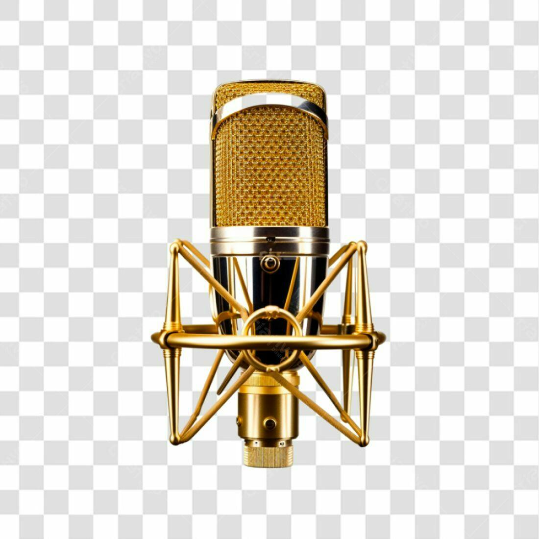 Icone Microfone Dourado PNG com fundo transparente
