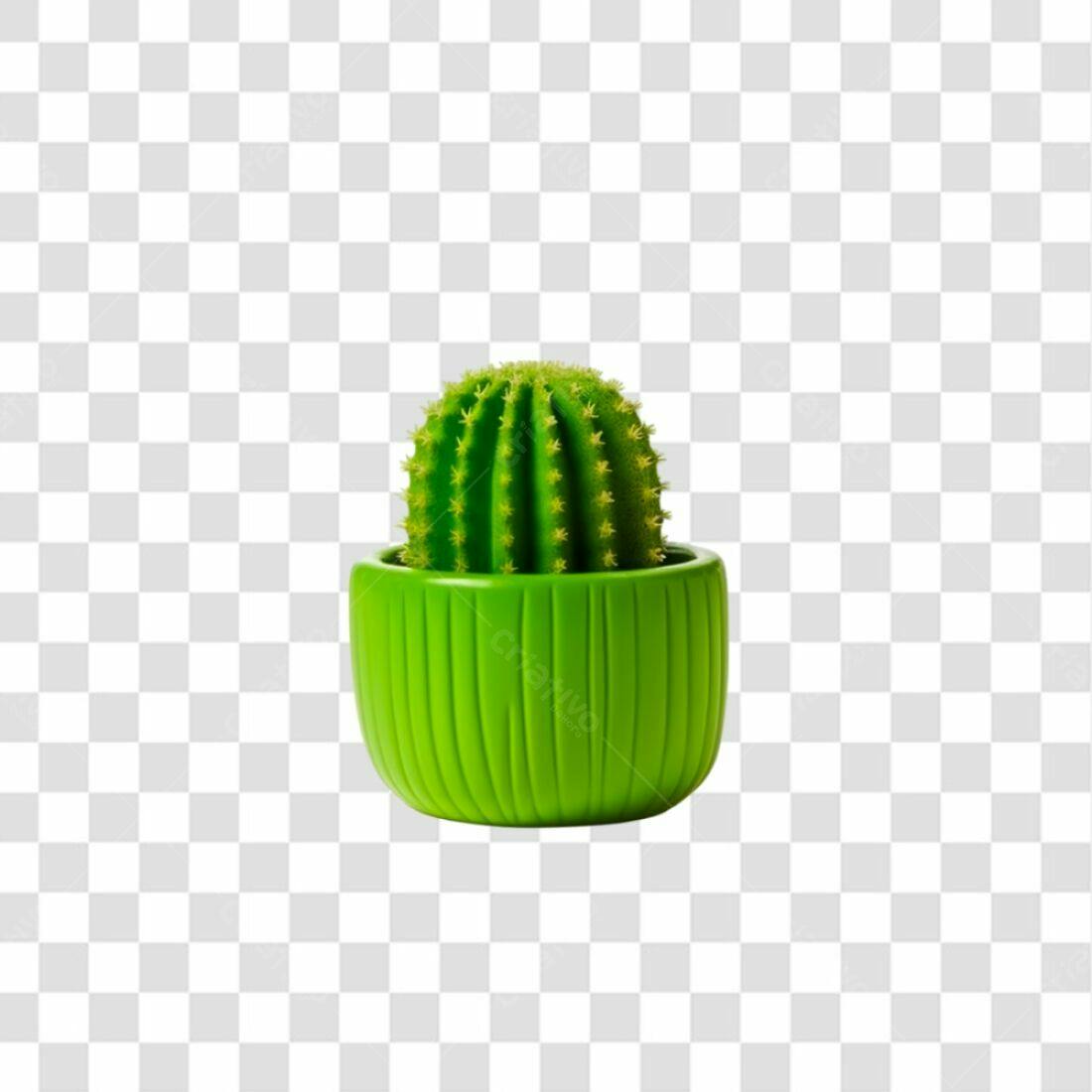 Icone Cacto Verde em Vaso PNG com fundo transparente