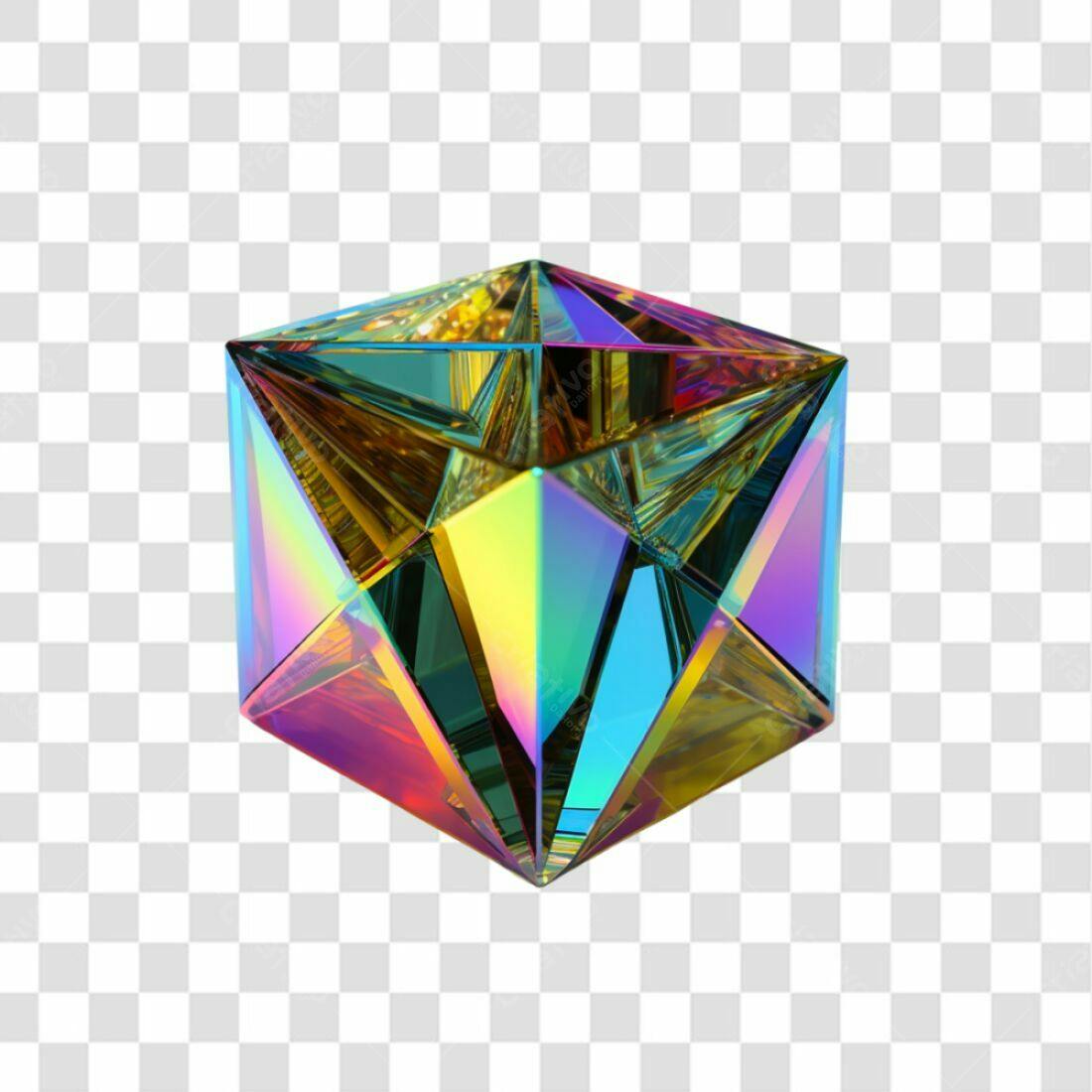 Icone Geométrico Prisma Iridiscente PNG com fundo transparente
