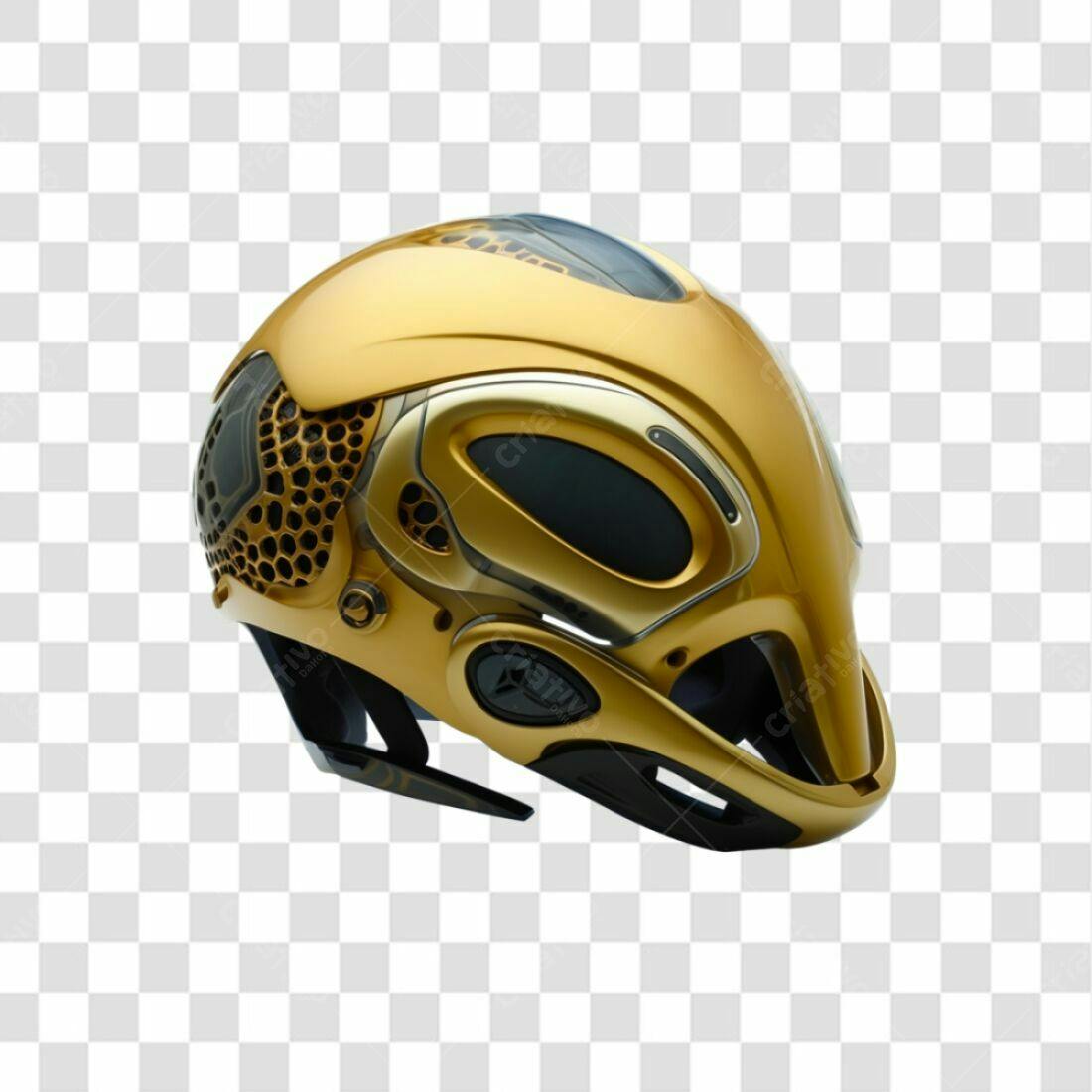 Icone Capacete futurista dourado PNG com fundo transparente